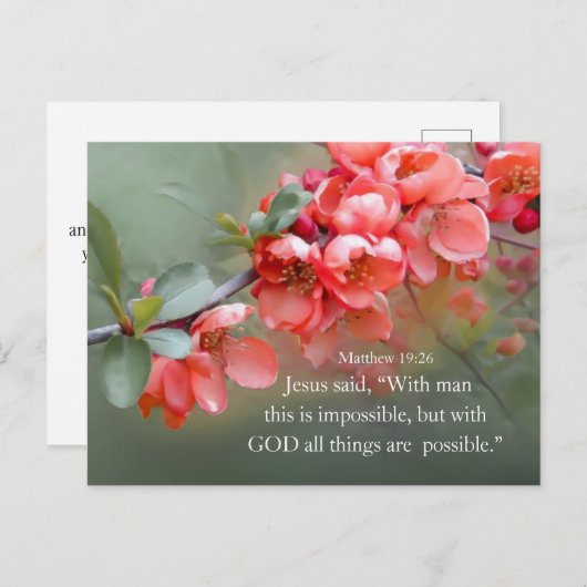 Matthew 19:26 With GOD All Things are are Möglichk Postkarte (Vorne/Hinten)