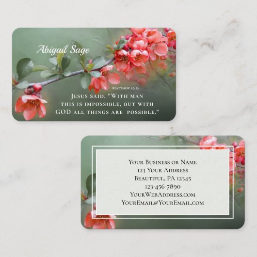 Matthew 19:26 With GOD All Things are are Möglichk Visitenkarte (Vorne/Hinten)