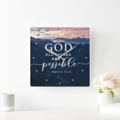 Matthew 19:26 With God All Things are Possible Quadratische Wanduhr (Zuhause)