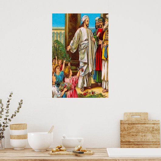 Matthew 21:15-16 Die Kinder loben Jesus Poster (Küche)