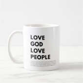 Matthew 22:37-40 Liebe Gott Liebe Menschen Kaffeetasse (Links)