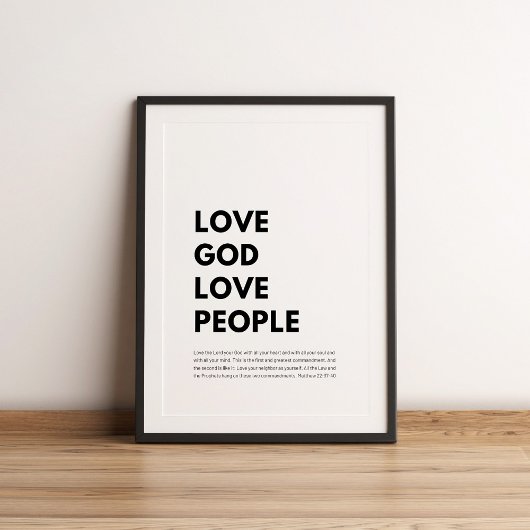 Matthew 22:37-40 Liebe Gott Liebe Menschen Poster