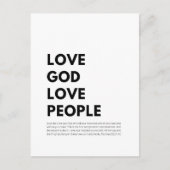 Matthew 22:37-40 Liebe Gott Liebe Menschen Postkarte (Vorderseite)