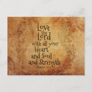 Matthew 22:37 Liebe der Herr mit deinem ganzen Her Postkarte