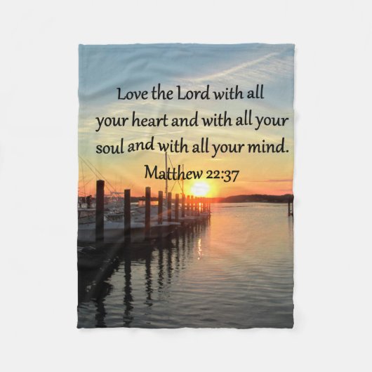 MATTHEW 22:37 SUNRISE SCRIPTURE VERSE DESIGN FLEECEDECKE (Vorderseite)