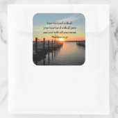 MATTHEW 22:37 SUNRISE SCRIPTURE VERSE DESIGN QUADRATISCHER AUFKLEBER (Tasche)
