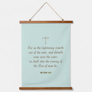 MATTHEW 24:27 „Denn wie der Blitz kommt…“ Wandteppich Mit Holzrahmen