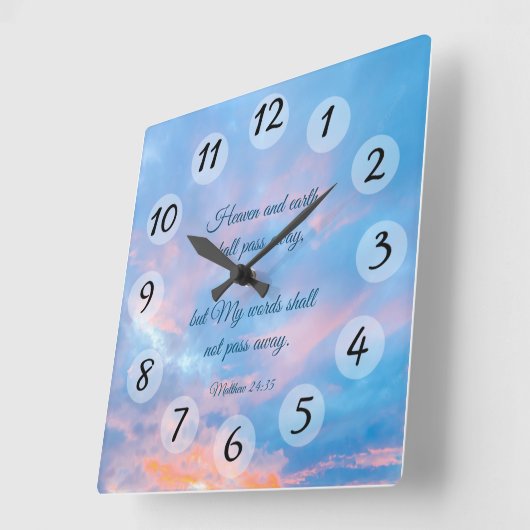 Matthew 24:35 quadratische wanduhr (Winkel)