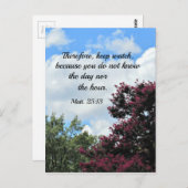 Matthew 25:13 Darum behalt die Uhr, weil du Postkarte (Vorne/Hinten)