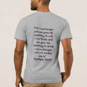 "MATTHEW 25:35" "FÜR ICH WAR UNGRY..." T-Shirt (Rückseite)
