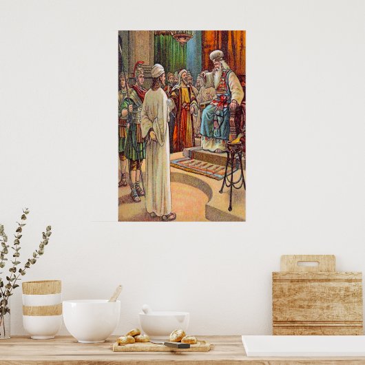 Matthew 26:57-68 Der Hohepriester fragt Jesus Poster (Küche)