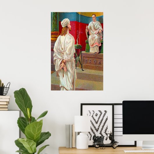 Matthew 27:11-26 Pilate Questions Jesus Poster (Heimbüro)