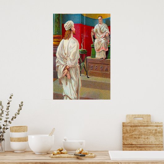 Matthew 27:11-26 Pilate Questions Jesus Poster (Küche)