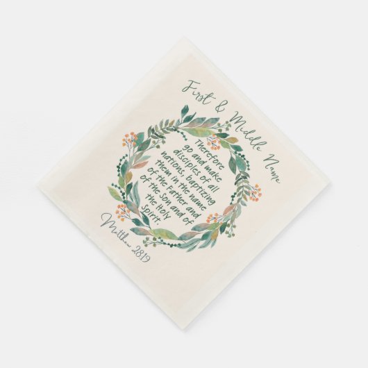 Matthew 28:19 Taufe Serviette (Ecke)