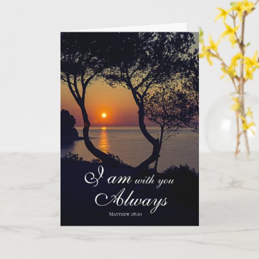 Matthew 28:20 Ich bin bei dir immer goldener Sonne Karte (Gelbe Blume)