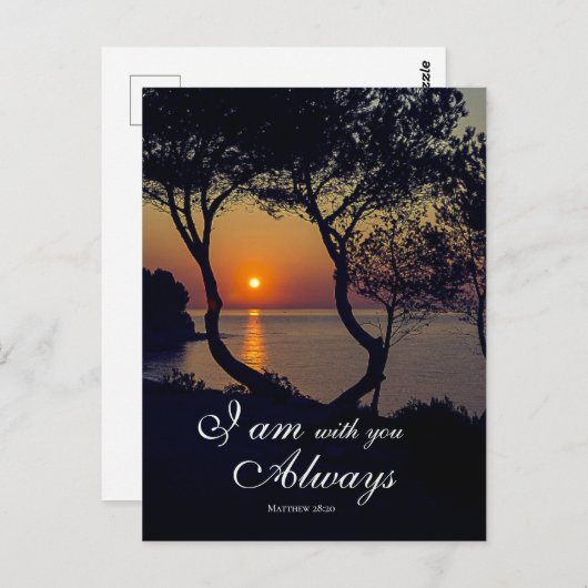 Matthew 28:20 Ich bin bei dir immer goldener Sonne Postkarte (Vorne/Hinten)