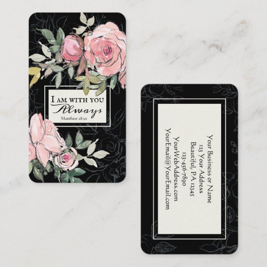 Matthew 28:20 Ich bin bei dir immer pink floral Visitenkarte (Vorne/Hinten)