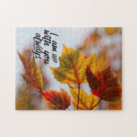 Matthew 28 20 Ich bin immer bei Ihnen Herbstlaub Puzzle (Horizontal)