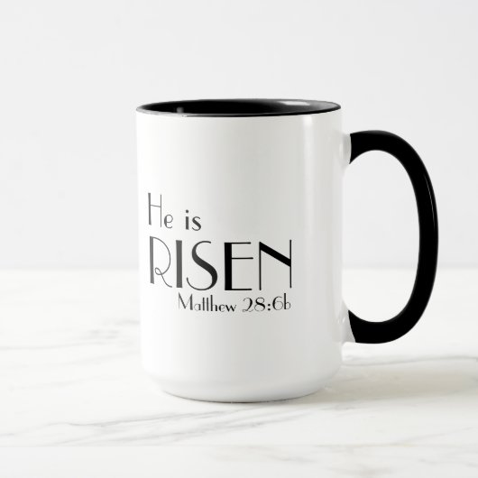 Matthew-28:6 b ist er gestiegene Bibel-Vers-Tasse Tasse (Rechts)
