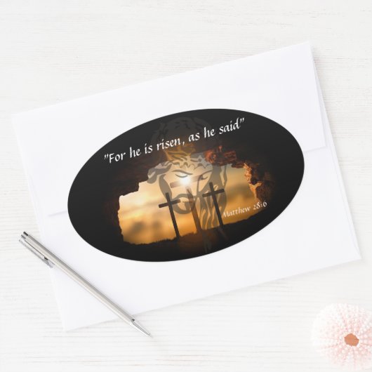 Matthew 28:6 ovaler aufkleber (Umschlag)
