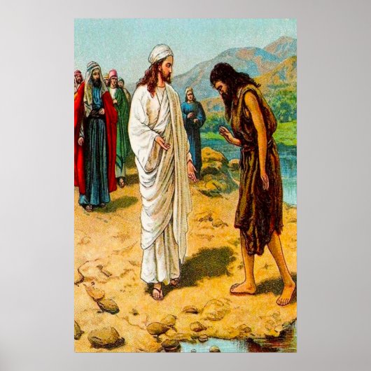 Matthew 3:13-15 Jesus kommt zu Johannes Poster (Vorne)