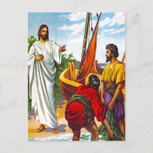 Matthew 4:18-22 Jesus ruft Fischer auf, 2p zu folg Postkarte (Vorderseite)
