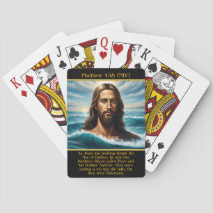 Matthew 4:18 Jesus durch den ruhigen Ozean in Wass Spielkarten