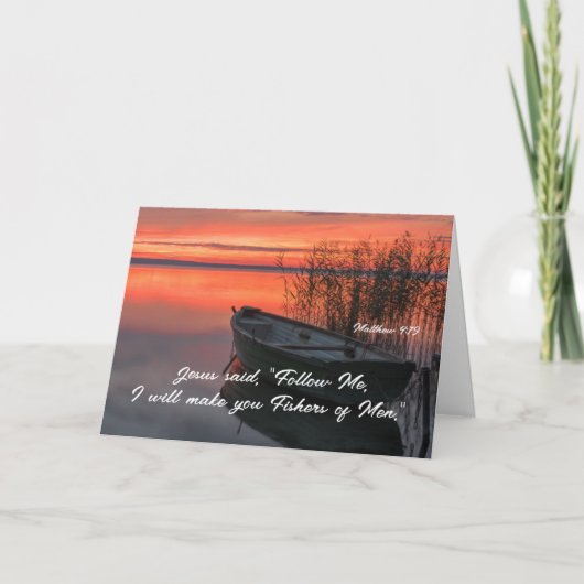 Matthew 4:19 Fishers of Men Christlich Bible Verse Karte (Vorderseite)