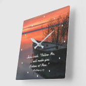 Matthew 4:19 Fishers of Men Christlich Bible Verse Quadratische Wanduhr (Winkel)