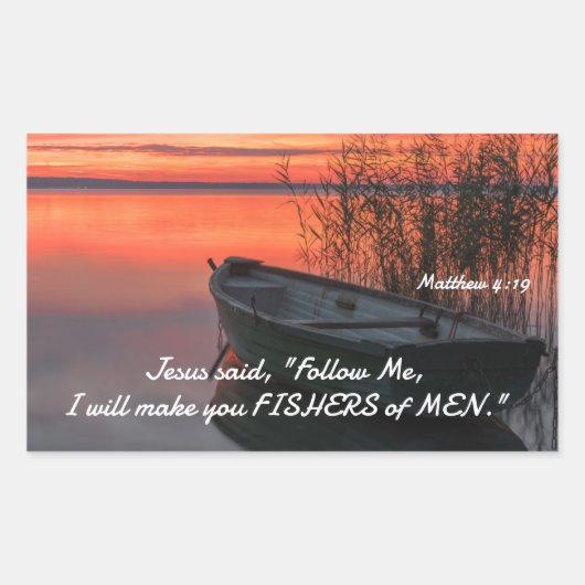 Matthew 4:19 Fishers of Men Christlich Bible Verse Rechteckiger Aufkleber (Vorderseite)