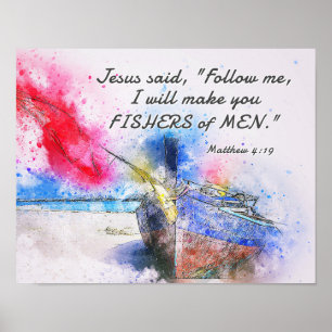 Matthew 4:19 Jesus sagte, Folge mir Bibel Verse Poster