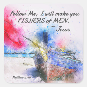 Matthew 4:19 Jesus sagte, Folge mir Bibel Verse Quadratischer Aufkleber