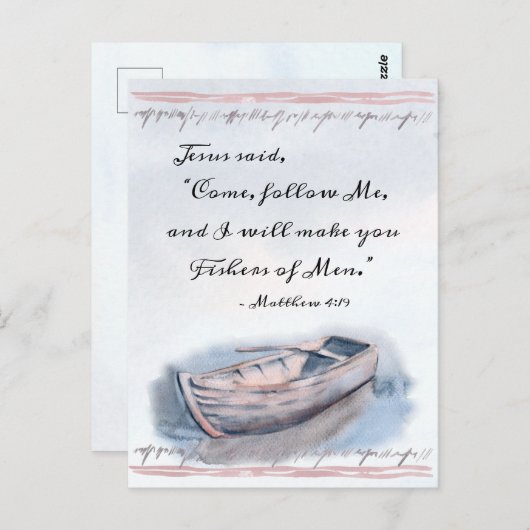 Matthew 4:19 Jesus sagte: "Komm mir hinterher", Bi Postkarte (Vorne/Hinten)