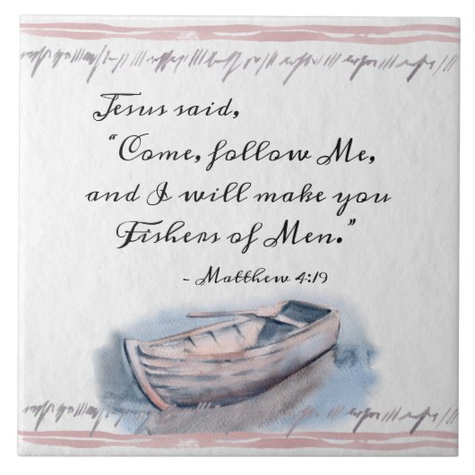 Matthew 4:19 Jesus sagte: "Komm mir hinterher" Bib Fliese (Vorderseite)