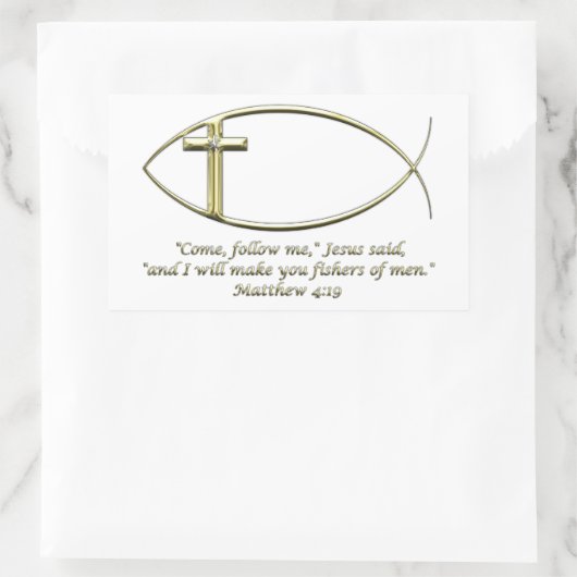 Matthew 4:19 rechteckiger aufkleber (Tasche)