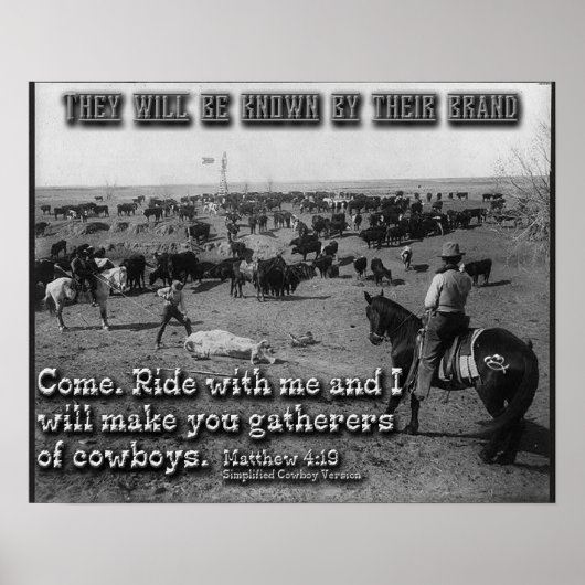 Matthew 4:19 Vereinfachte Cowboy-Version Poster (Vorne)