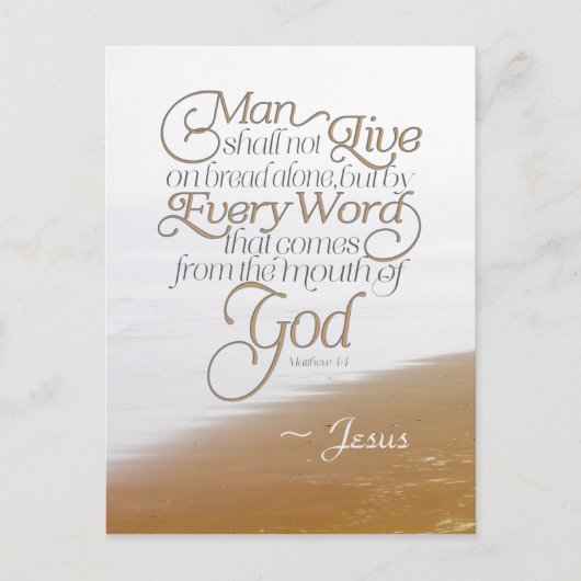 Matthew 4:4 Der Mensch darf nicht allein von Brot  Postkarte (Vorderseite)