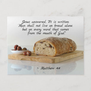 Matthew 4:4 Der Mensch darf nicht allein von Brot  Postkarte