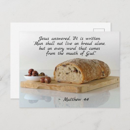 Matthew 4:4 Der Mensch darf nicht allein von Brot Postkarte (Vorne/Hinten)