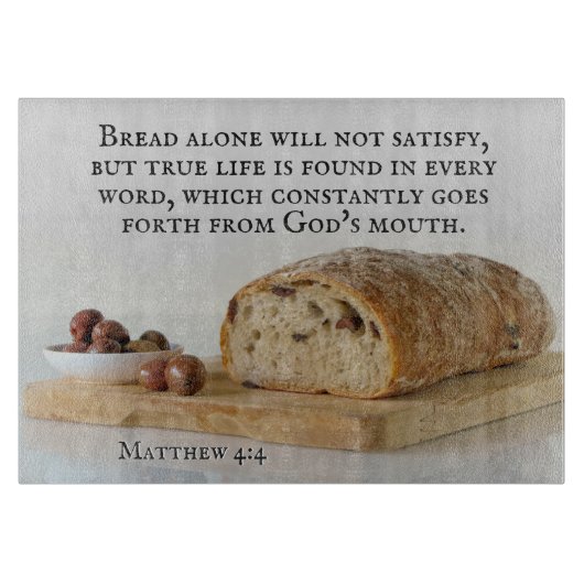 Matthew 4:4 Der Mensch darf nicht allein von Brot  Schneidebrett (Vorderseite)