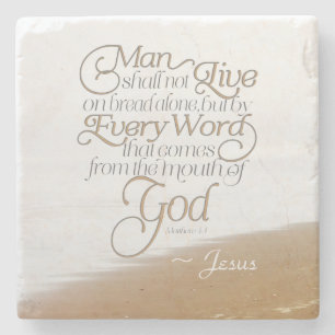 Matthew 4:4 Der Mensch darf nicht allein von Brot Steinuntersetzer