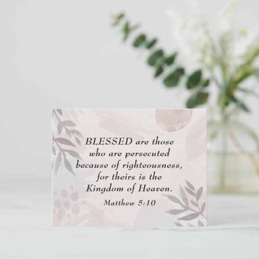 Matthew 5:10 Gesegnet sind die Verfolgten Beatitud Postkarte (Stehend Vorderseite)