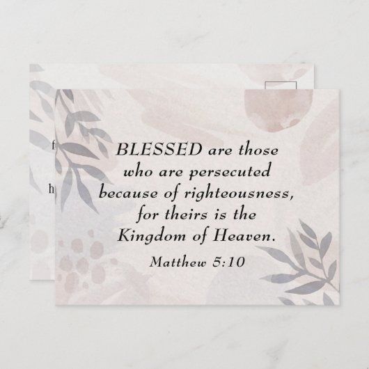 Matthew 5:10 Gesegnet sind die Verfolgten Beatitud Postkarte (Vorne/Hinten)