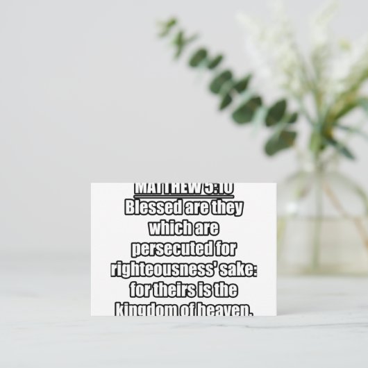 Matthew 5:10 KJV Bible Verse Typografie Begleitkarte (Stehend Vorderseite)