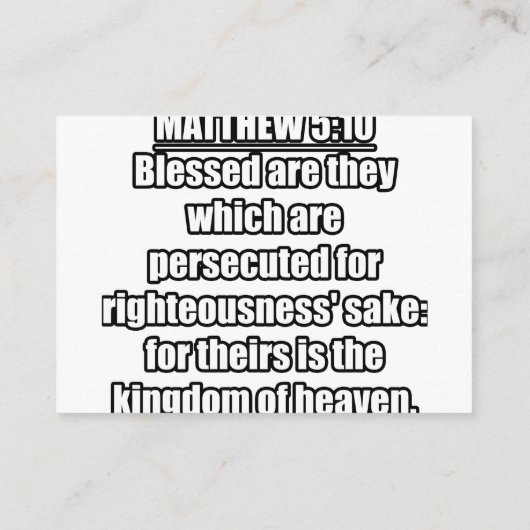 Matthew 5:10 KJV Bible Verse Typografie Begleitkarte (Rückseite)