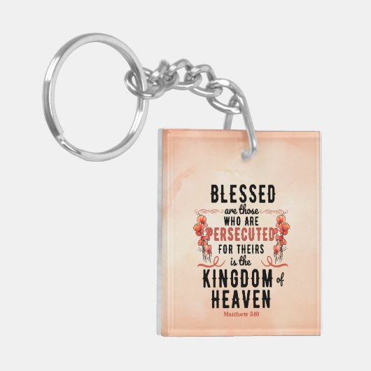 Matthew 5:10 Poppies Aquarell Acryl Schlüsselanhän Schlüsselanhänger (Vorderseite links)