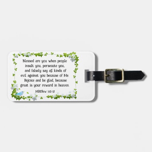 Matthew 5:11-12 Selig sind Sie Beatitudes Bibel Gepäckanhänger (Vorderseite horizontal)