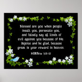 Matthew 5:11-12 Selig sind Sie Beatitudes Bibel Poster (Vorne)
