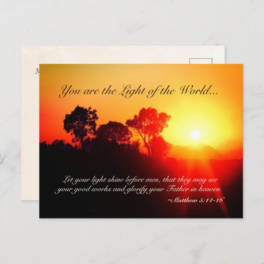 Matthew 5 14-16 Lasse deinen Lichtschein, Bibelver Postkarte (Vorne/Hinten)