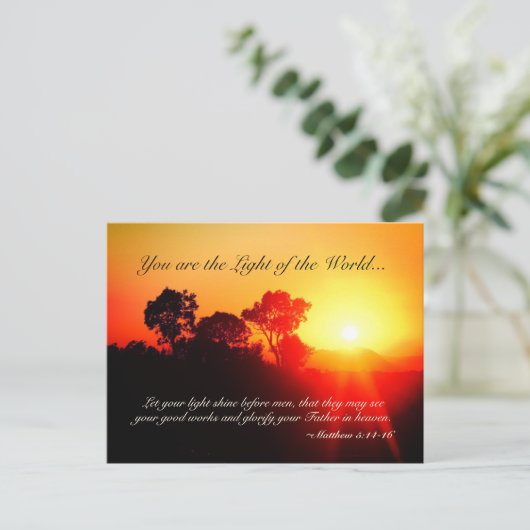 Matthew 5 14-16 Lasse deinen Lichtschein, Bibelver Postkarte (Stehend Vorderseite)